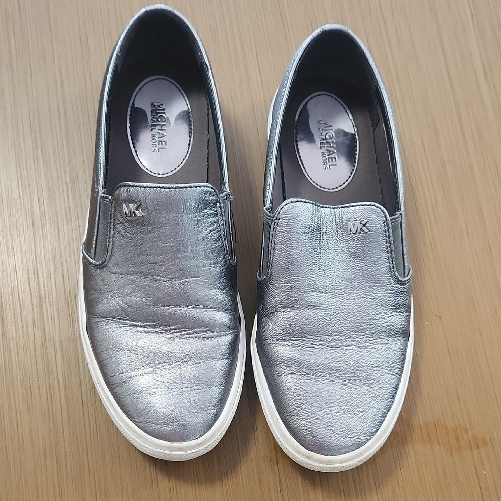 Michael Kors Metallic Silver Slip-On Shoes